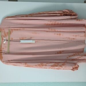 Mustard Seed Peach Bohemian Loose fit Open Front Kimono Beachy Cover Up Large